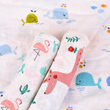 Baby Swaddle Wrap Organic Muslin cotton - 100x100 cm - Pack of 3 Jungle, Flamingo, Whale