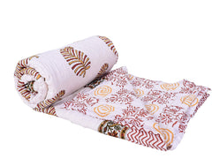 Mom's Home Organic Cotton Double Bed- Soft and Light Weight Comfortor/Quilt - Pan Brown - 90"*108''