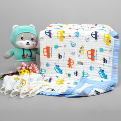 Baby Muslin 6 Layer Wash Towel- 100X100 CM - (0-3 Years) and Pack of 5 Napkins -Mix Designs