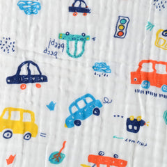 Organic Cotton Baby Muslin Towel 6 Layer Blanket -100 x100 cm - 0-3 Years - Car