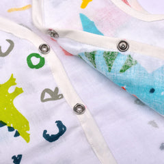Baby Unisex Organic Cotton Muslin Jhabla - Unicorn, Lion, Dinosaur 0-3 Months Pack of 3