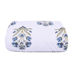 Mom's Home Organic Cotton Double Bed- Soft and Light Weight Comfortor/Quilt - Blue Bouquet- - 90"*108''