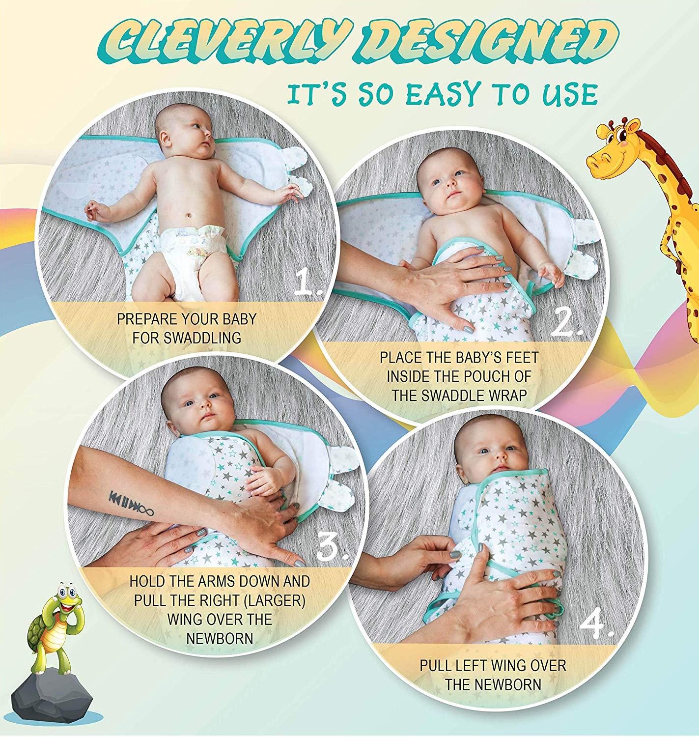 Baby Swaddle Adjustable Infant wrap- 0-3 Months - Monkey