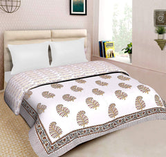 Mom's Home Organic Cotton Double Bed- Soft and Light Weight Comfortor/Quilt - Pan Brown - 90"*108''