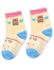 Baby Organic Cotton  Girls Antiskid Socks, Patterned  - Pack of 3