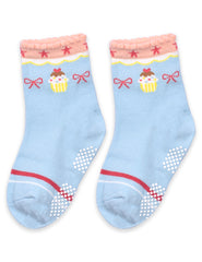 Baby Organic Cotton Girls Antiskid Socks, Patterned Mix Designs - Pack of 3