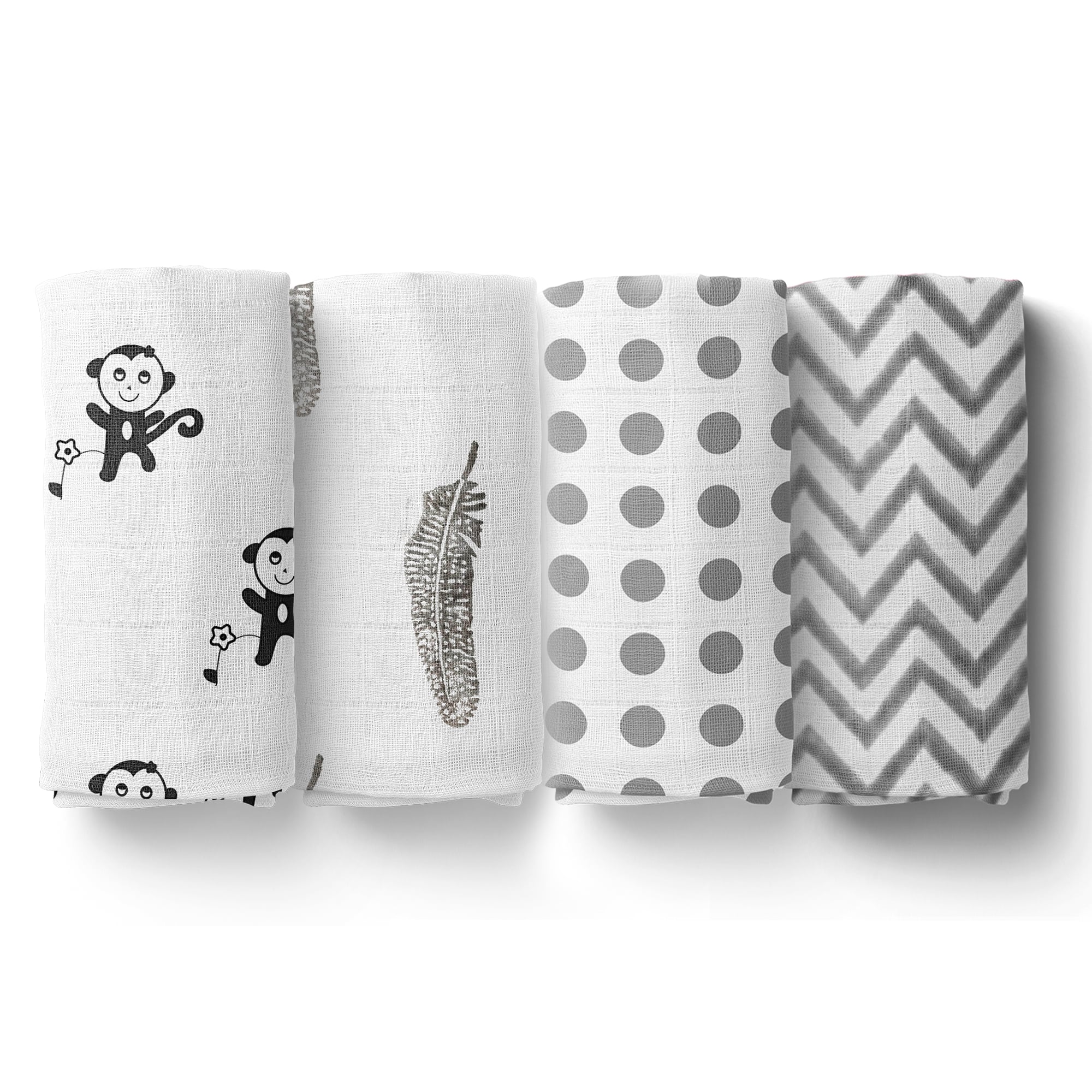 Mom's Home Organic cotton Muslin Swaddle -0-12 Months (Pack of 4 Grey)