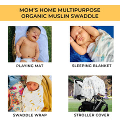 Baby Organic Cotton Supersoft Ac Quilts, Dohar & Swaddle Combo -0-3 Years, Jungle