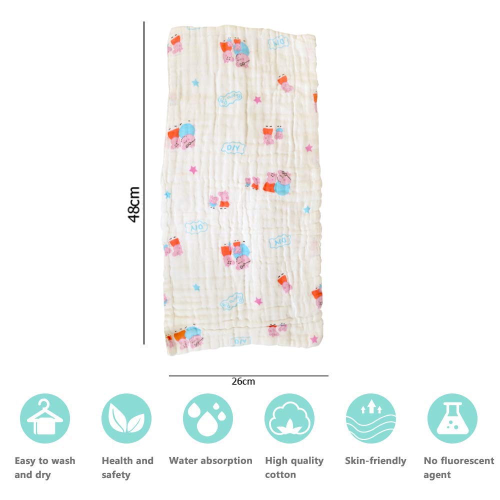 Moms Home 6 Layer Muslin Burp Towel Pack of 3- 30x50cms- Mix Design