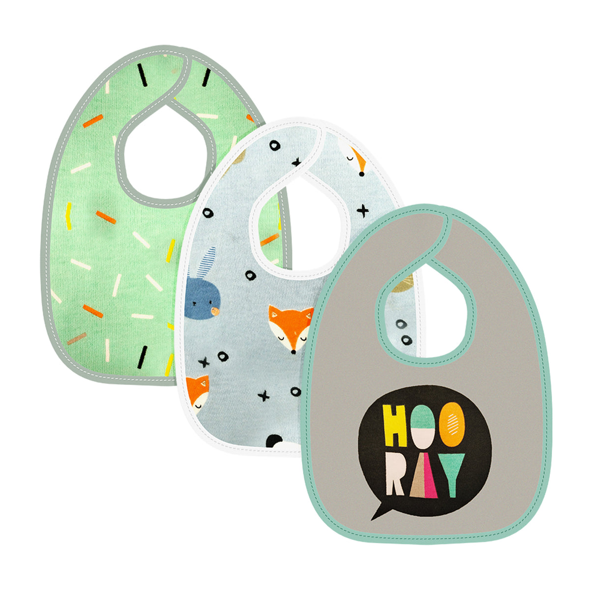 New Born Baby cotton Waterproof Bibs- Pack of 3 Designer Teddy bibs (0-9 Months)