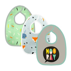 New Born Baby cotton Waterproof Bibs- Pack of 3 Designer Teddy bibs (0-9 Months)