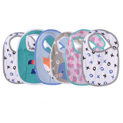 Moms Home New Born Baby Organic Cotton Bibs, Super Absorbent, Gentle to Baby Delicate Skin- Pack of 6 (0-9 Months)