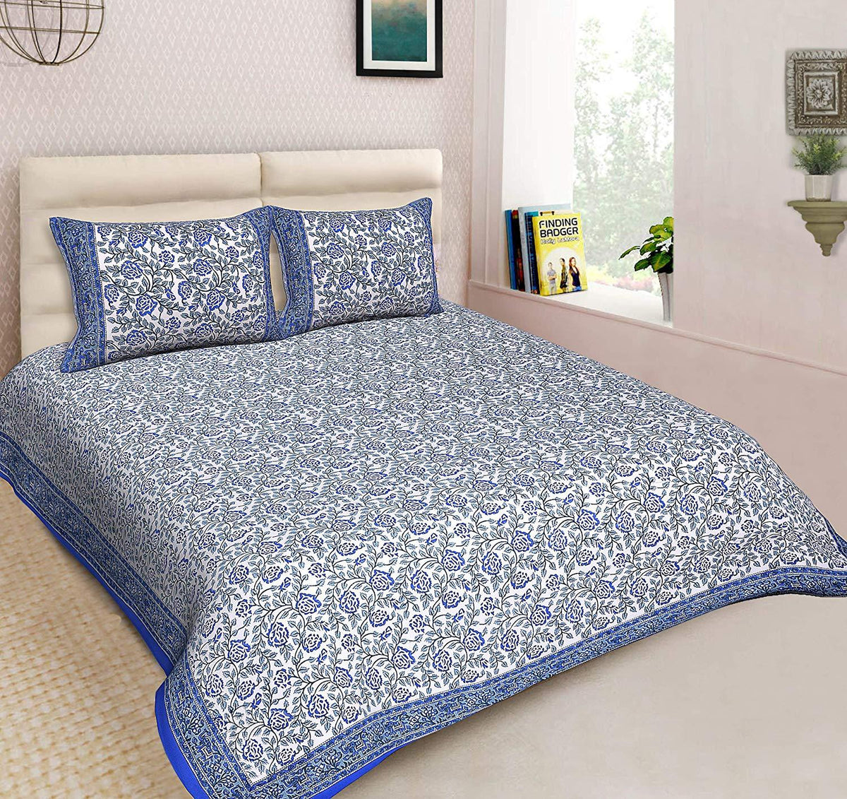 Double Bedsheet with 2 Pillow Covers - Floral Rose Design