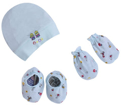 New Born Baby Cap Mitten Booties Set - Pack of 4 Mix Design