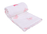 Mom's Home Organic Cotton Super Soft Summer AC Baby Quilt Blanket Cum Bedspread - 0-3 Years - 110 * 120 Cms - Pack of 2 Pink (Butterfly and Star)