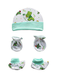 New Born Baby Cap Mitten Booties Set Gentle to Baby Delicate Skin- 2 sets