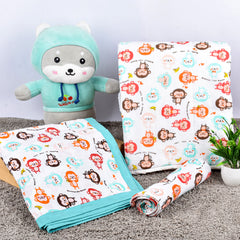 Baby Organic Cotton Supersoft Ac Quilts, Dohar & Swaddle Combo -0-3 Years, Monkey