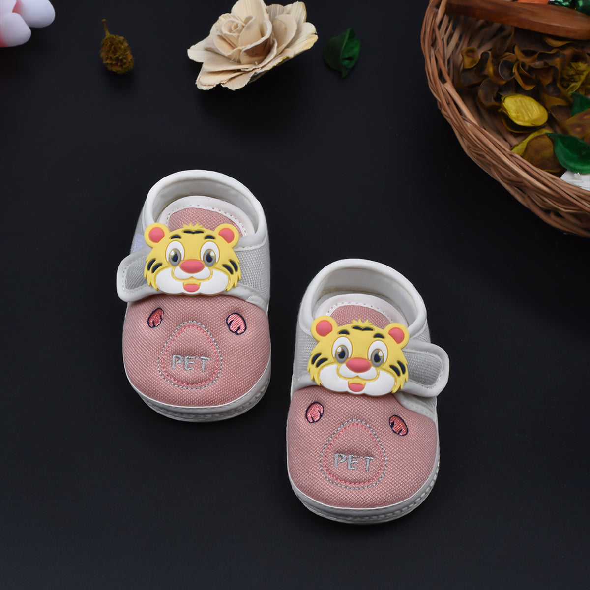 Moms Home Unisex New Born Baby Comfortable & Colourful Shoes - Peach Lion