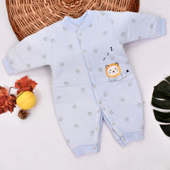 Moms Home Organic Cotton Baby Full Length Winter Romper, Lion Blue - 12-18 Months