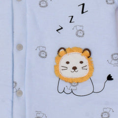 Moms Home Organic Cotton Baby Full Length Winter Romper, Lion Blue - 12-18 Months