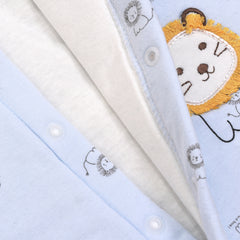 Moms Home Organic Cotton Baby Full Length Winter Romper, Lion Blue - 12-18 Months