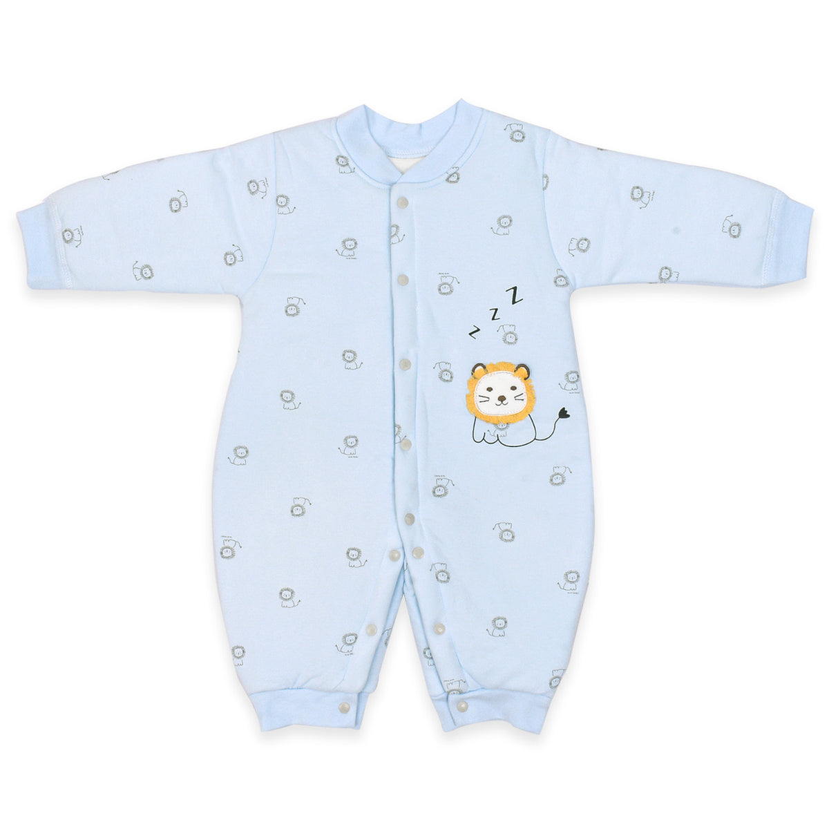 Moms Home Organic Cotton Baby Full Length Winter Romper, Lion Blue - 12-18 Months