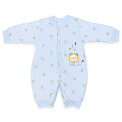 Moms Home Organic Cotton Baby Full Length Winter Romper, Lion Blue - 12-18 Months