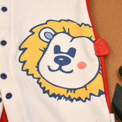 Moms Home Organic Cotton Baby Full Length Winter Romper, Spae Lion Red - 6-12 Months