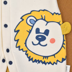 Moms Home Organic Cotton Baby Full Length Winter Romper, Spae Lion Yellow - 6-12 Months