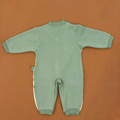 Moms Home Organic Cotton Baby Full Length Winter Romper, Space Lion Green - 6-12 Months
