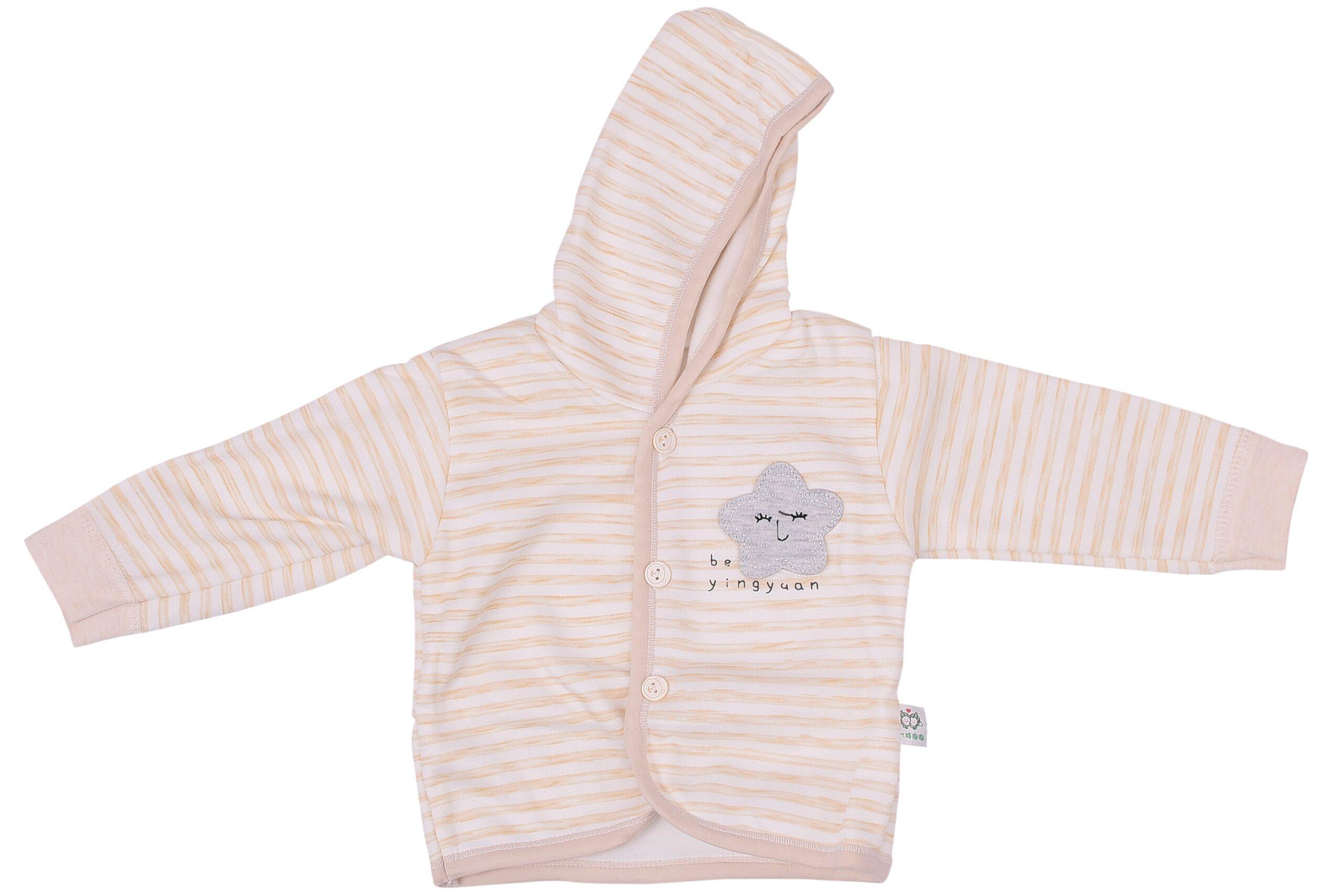 Baby's Warm Unisex Cotton Suit Set - 1Pajama and 1Hooded Shirt- Grey Strip