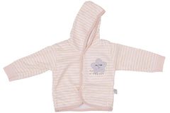 Baby's Warm Unisex Cotton Suit Set - 1Pajama and 1Hooded Shirt- Grey Strip