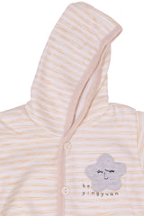 Baby's Warm Unisex Cotton Suit Set - 1Pajama and 1Hooded Shirt- Grey Strip