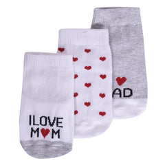 Baby Socks- 6-12 Months - Pack of 3 Pairs - I Love Mom Dad Socks