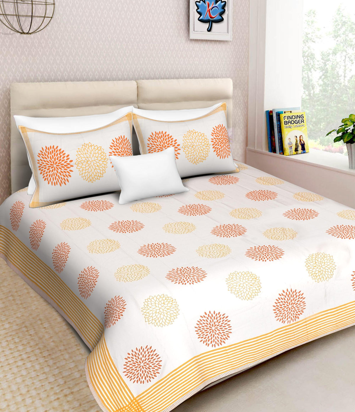 Double Bedsheet with 2 Pillow Covers - Sunflower Yellow