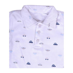 Baby's Organic Cotton T-Shirt Bodysuit with Dot, Car, Blue (Multicolour, 3-6 Months) - Pack of 3