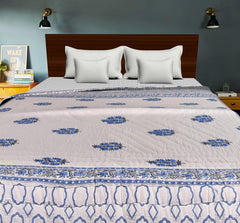 Double Bed- Comforter/Quilt - Blue Flower- 90"*108''