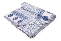 Double Bed- Comforter/Quilt - Blue Flower- 90"*108''