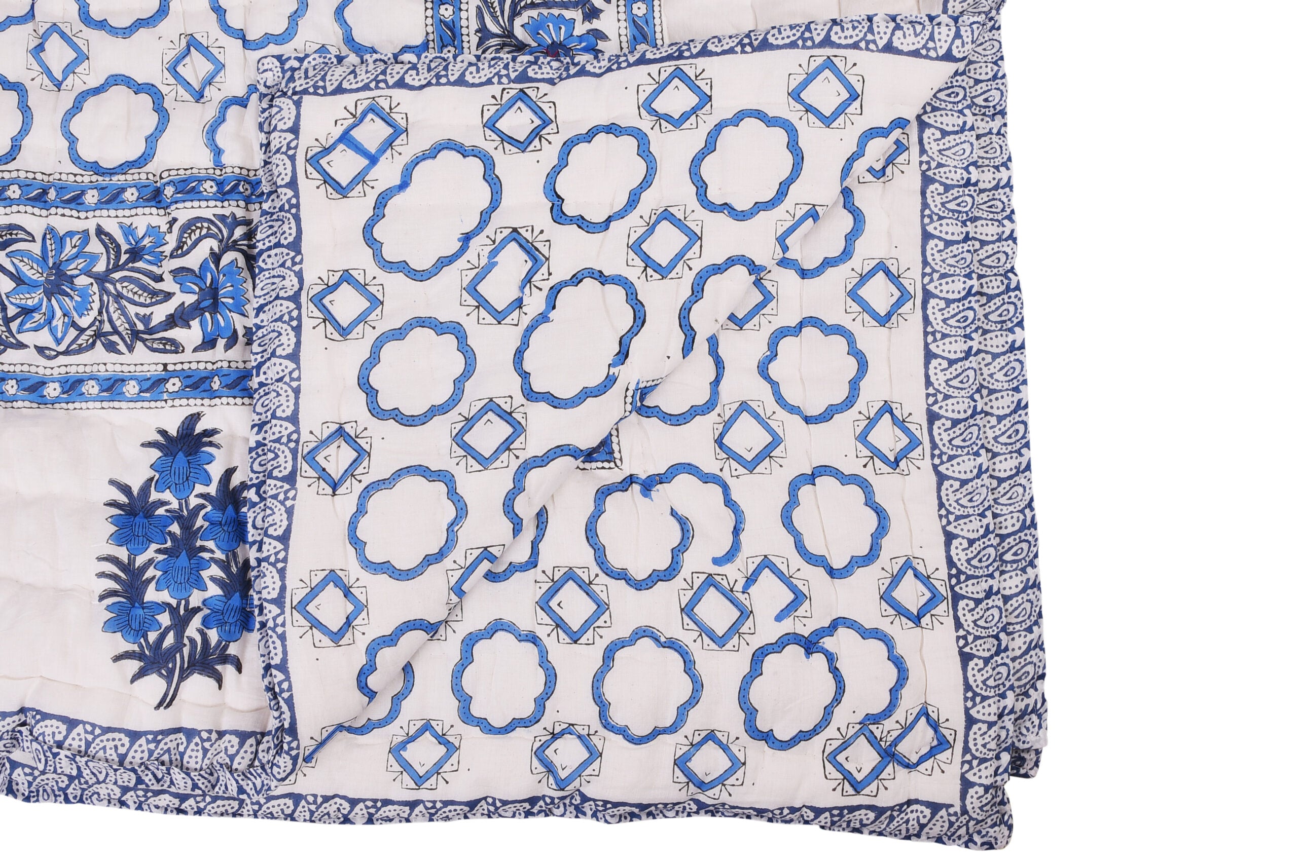 Double Bed- Comforter/Quilt - Blue Flower- 90"*108''