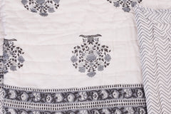 Double Bed- Comforter/Quilt - Grey Flower- 90"*108''