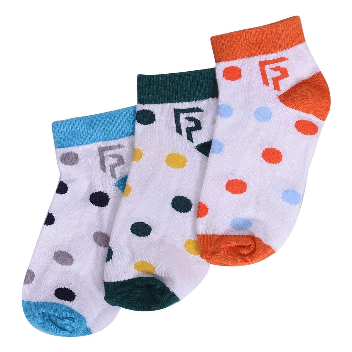 FOOTPRINTS Organic cotton Kids Socks -5-8 years - Pack of 3 Pairs - Polka Dots