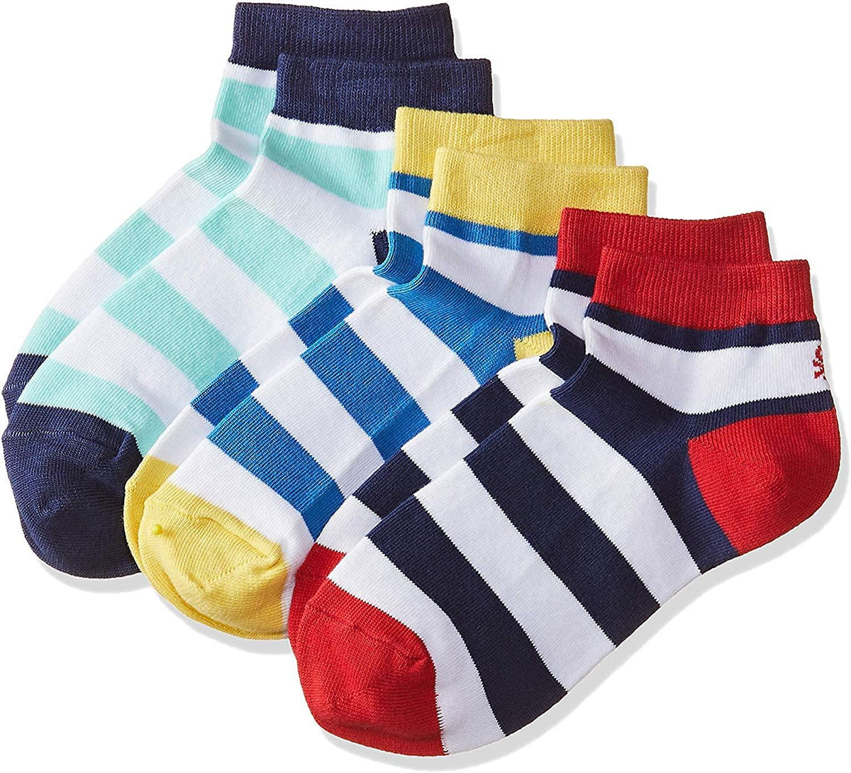 FOOTPRINTS Organic cotton Kids Socks -9-12 years - Pack of 3 Pairs - Low cut Colourful Stripes