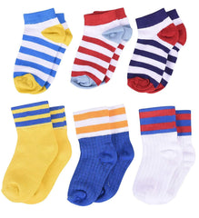 FOOTPRINTS Organic cotton Baby Socks-12-30 Months - Pack of 6 Pairs -New Stripes and Sports