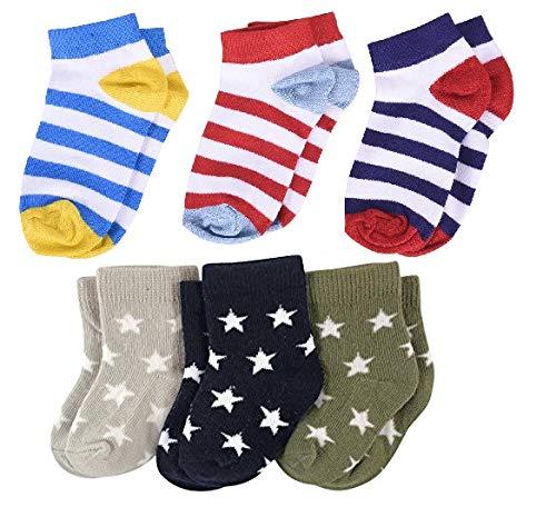 FOOTPRINTS Organic cotton Baby Socks-12-30 Months - Pack of 6 Pairs -New Stripes and Star