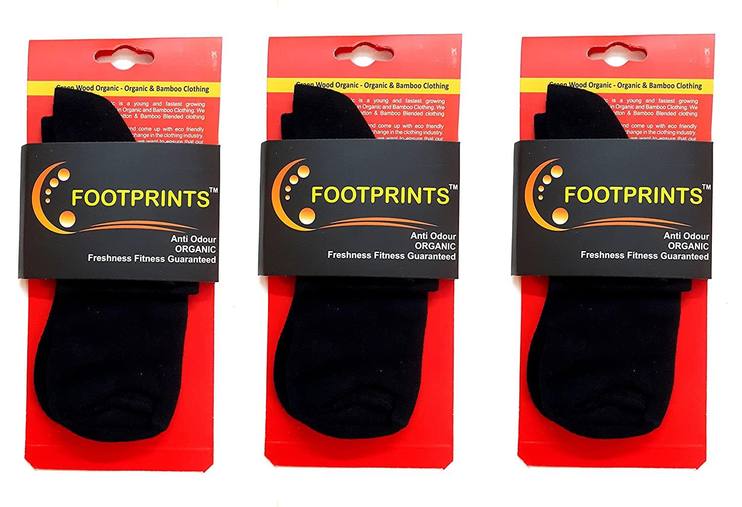 Footprints Organic Cotton Women Ankle Socks- Pack of 3 Black - Freesize (6-9)