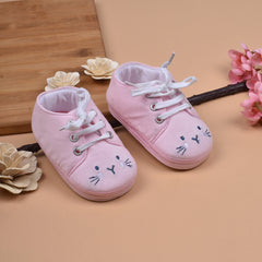 Moms Home Unisex New Born Baby Comfortable & Colourful Shoes - Pink Cat