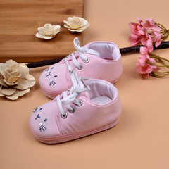 Moms Home Unisex New Born Baby Comfortable & Colourful Shoes - Pink Cat