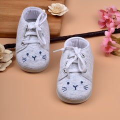 Moms Home Unisex New Born Baby Comfortable & Colourful Shoes - Grey Cat