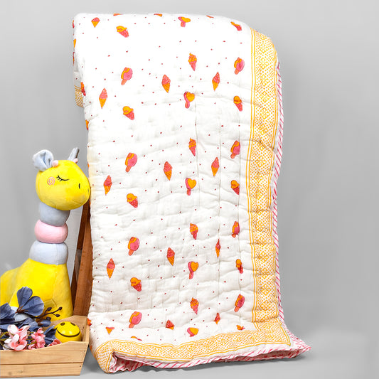 Baby Quilt - Colourful IceCream  Print- 0-5 Years - 100*150* 5 Cms
