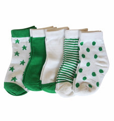 Baby Winter Terry Socks- 12-24 Months - Pack of 5 Pairs Green